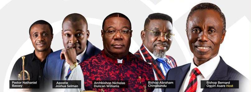 Bishop Ogyiri Asare hosts Archbishop Duncan Williams and 3 others for 25th International Prophetic Gathering in Takoradi