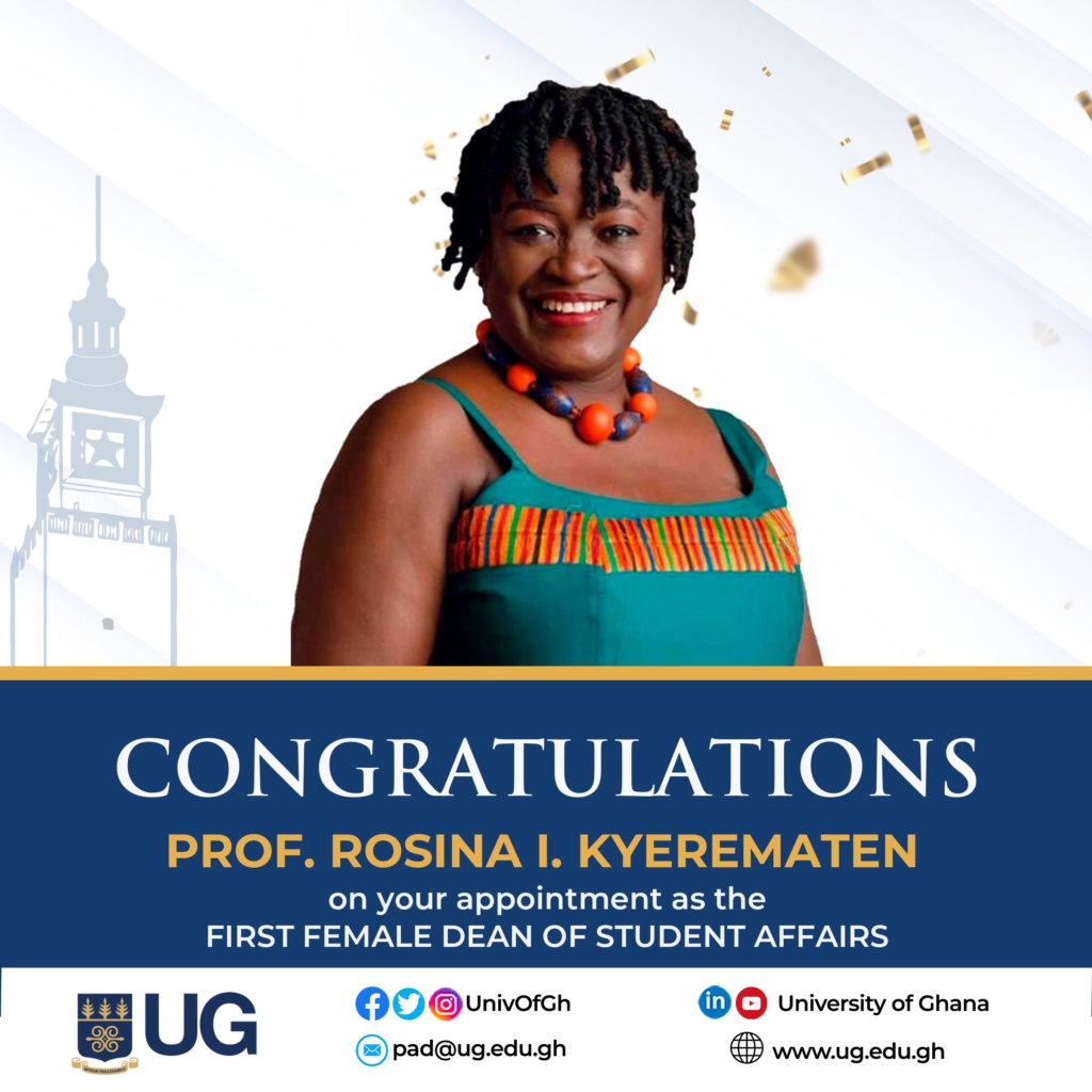 Prof Rosina Kyerematen appointed UG's first female Dean of Student Affairs