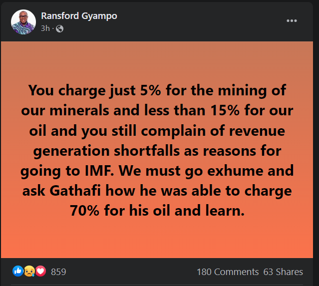 IMF bailout: 'Go exhume and ask Gathafi how he was able to charge 70% for his oil' - Prof Gyampo to government