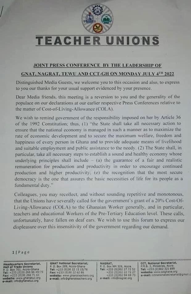 Teacher unions declare nationwide strike demanding ‘Cost of Living Allowance’ Teacher unions declare nationwide strike demanding ‘Cost of Living Allowance’