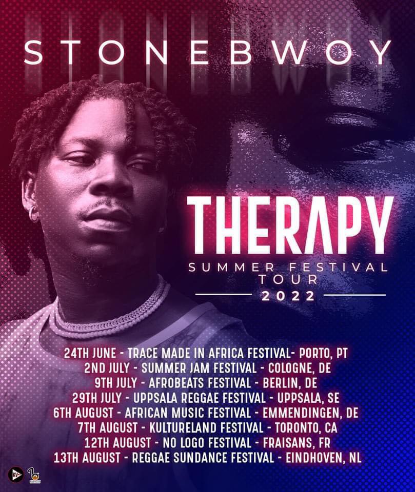 Stonebwoy set for Therapy Summer Festival tour in Europe