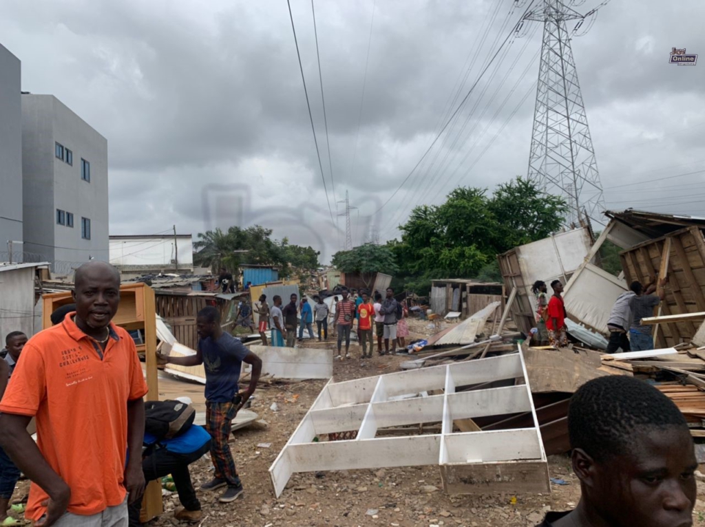 GRIDCo demolishes illegal structures under high tension lines at Bawaleshie GRIDCo demolishes illegal structures under high tension lines at Bawaleshie