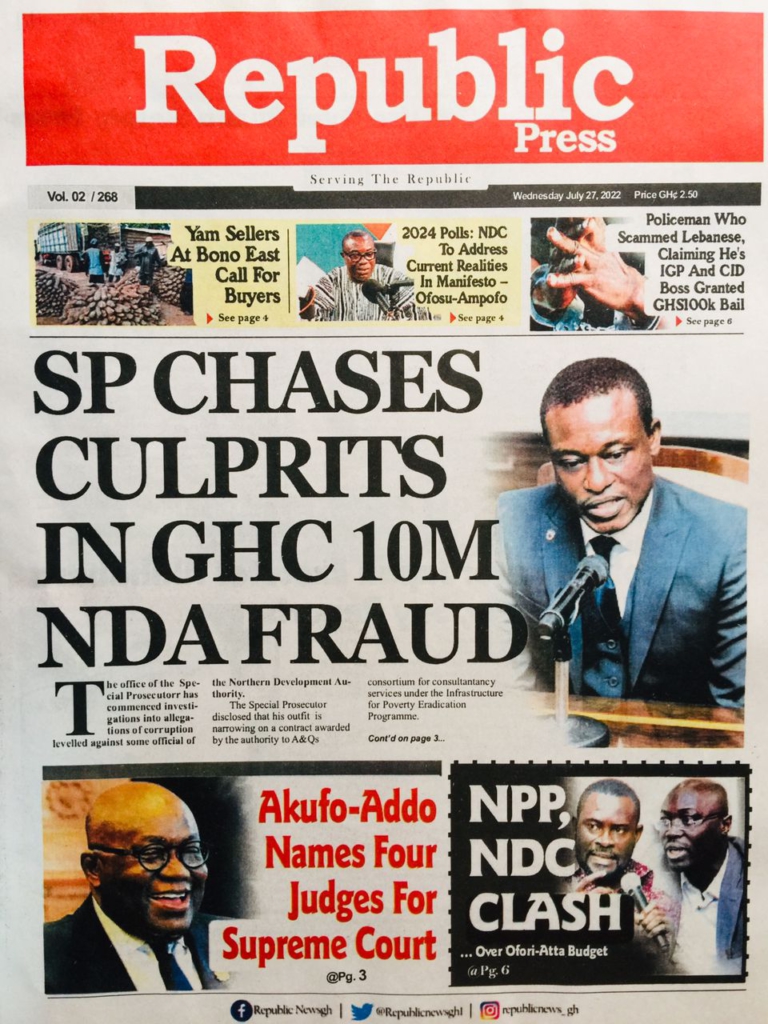 Today's front pages: Wednesday, July 27, 2022 Today's front pages: Wednesday, July 27, 2022