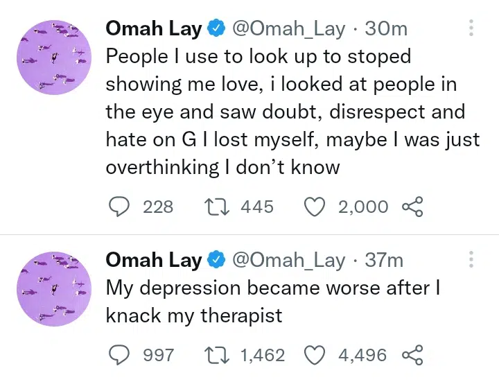 I considered suicide while working on 'Boy Alone' album - Omah Lay