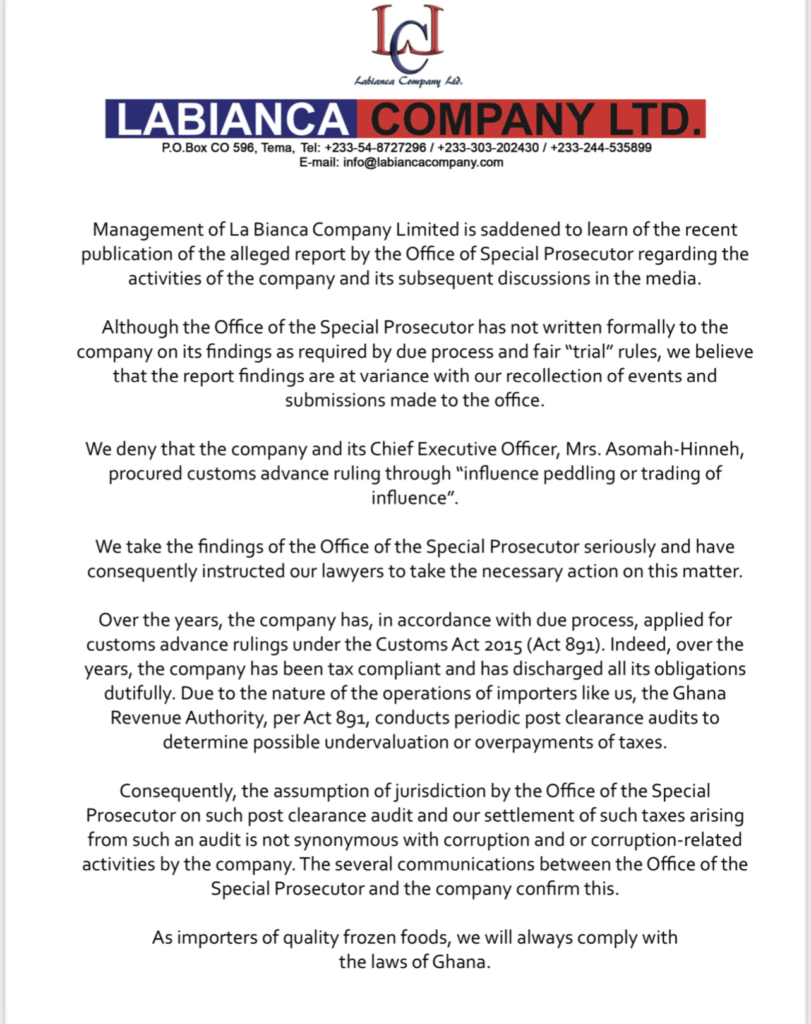 OSP’s ‘influence-peddling’ report about our CEO is false - Labianca OSP’s ‘influence-peddling’ report about our CEO is false - Labianca