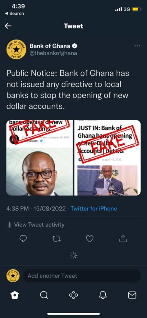 We haven’t banned dollar account – BoG We haven’t banned dollar account – BoG