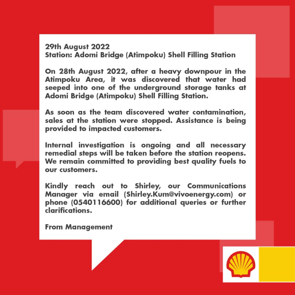 NPA shuts down Atimpoku Shell filling station for selling Petrol Laced with water