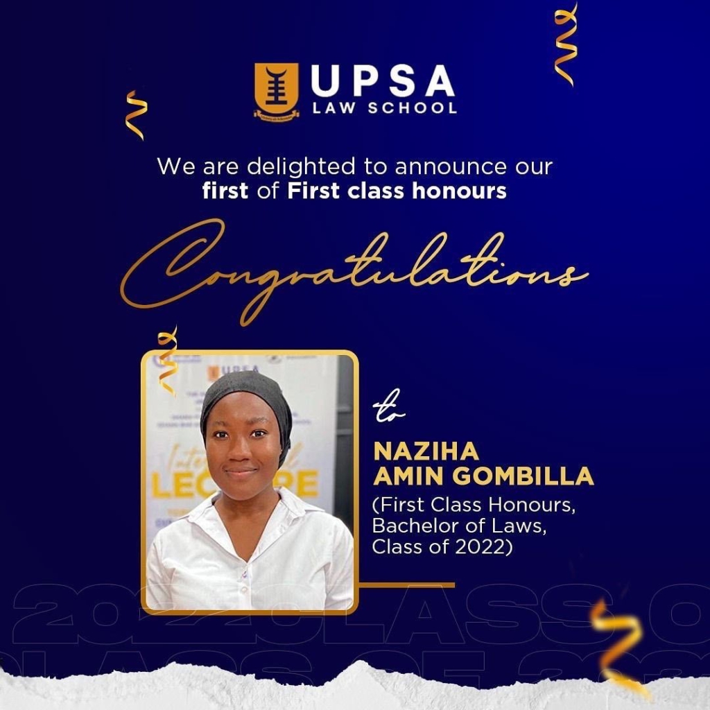 Naziha Gombilla is first student to graduate from UPSA Law School with First Class honours