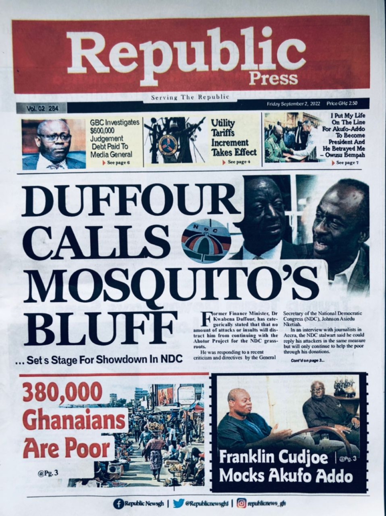 Today's front pages: Friday, September 2, 2022