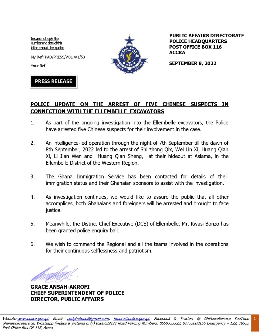 Missing excavators: Ellembelle DCE granted police enquiry bail Missing excavators: Ellembelle DCE granted police enquiry bail