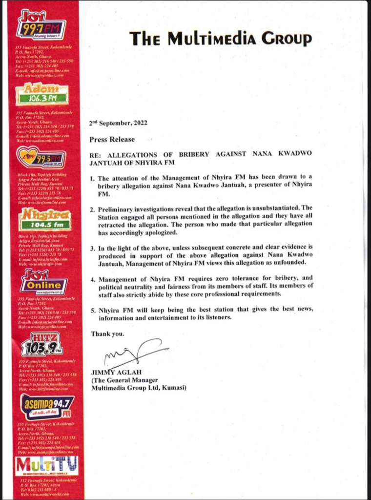 Appiah Stadium apologises to Nhyira FM morning show host over bribery allegations Appiah Stadium apologises to Nhyira FM morning show host over bribery allegations