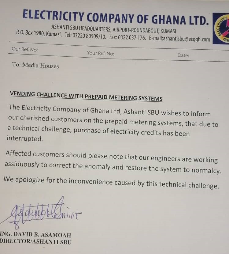 Credit purchase challenges with prepaid metres being fixed - ECG