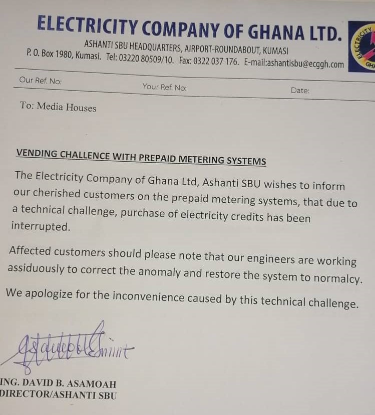 Credit purchase challenges with prepaid metres being fixed - ECG Credit purchase challenges with prepaid metres being fixed - ECG
