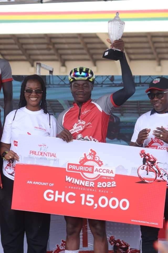 Lawrence Adjei wins 2022 PruRide Accra urban cycling event