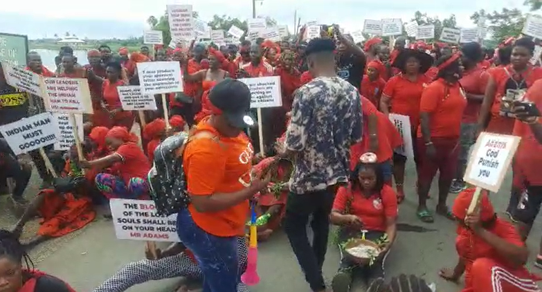 Ketu South residents protest impact of salt mining company on the community