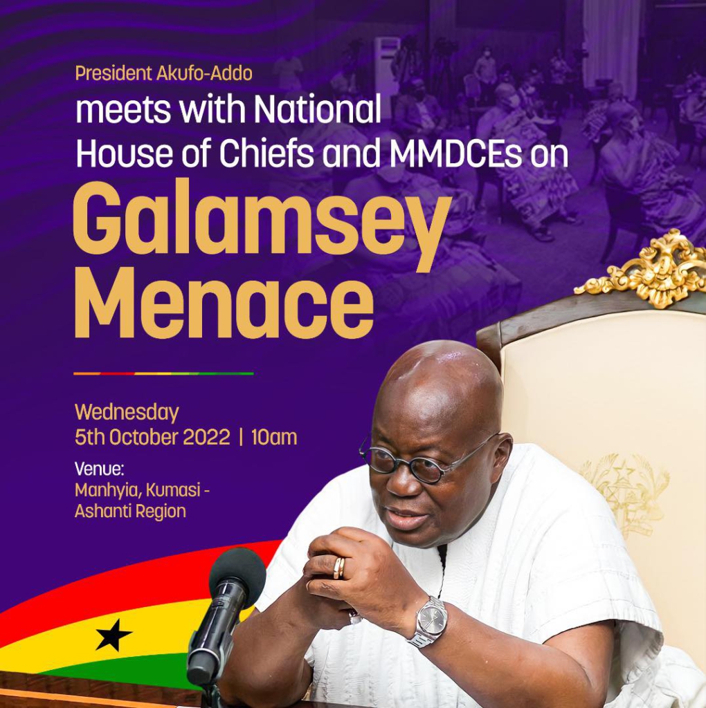 Akufo-Addo to meet House of Chiefs, MMDCEs today over galamsey menace