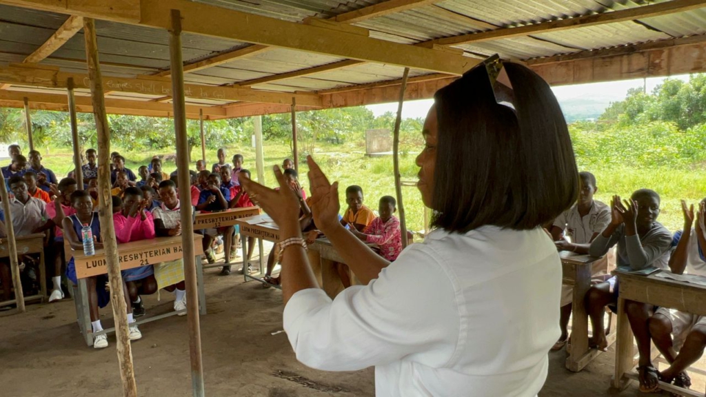 Doreen Avio visits students of Luom Presbyterian Basic School on International Day of Girl Child