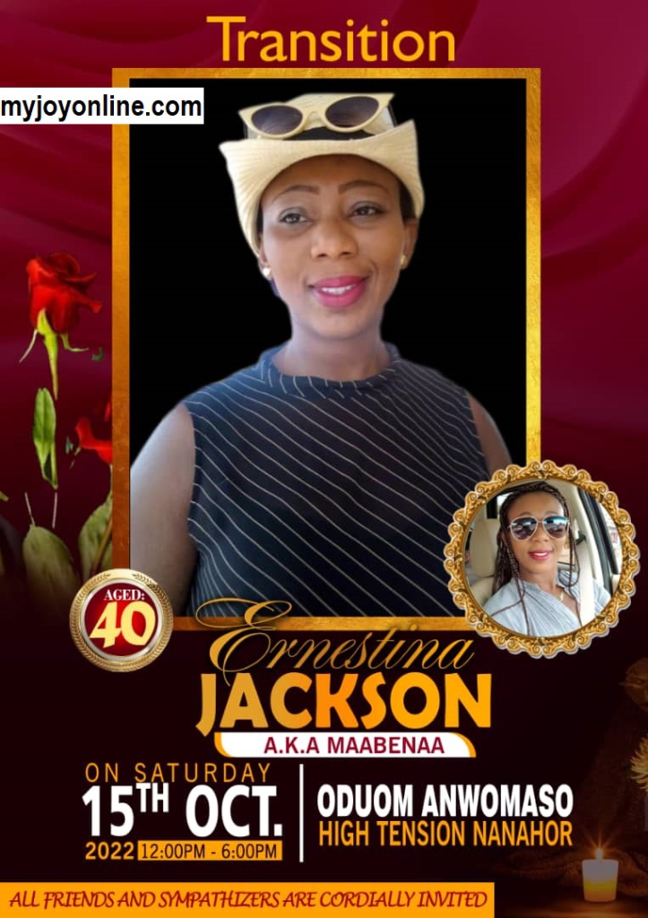 Ernestina Jackson funeral poster www.myjoyonline.com