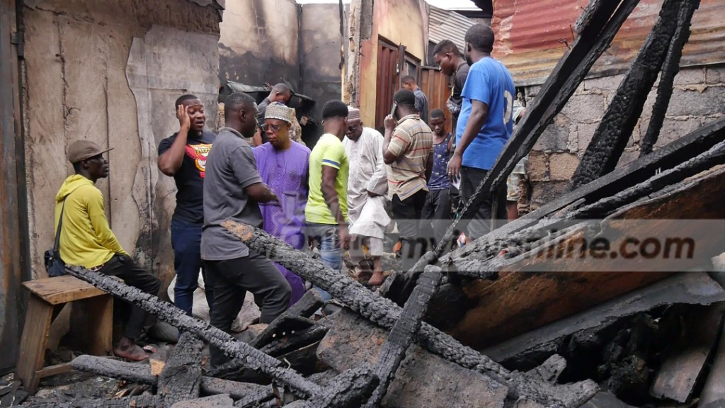 Fire destroys shops at leather section of Kumasi Central Market
