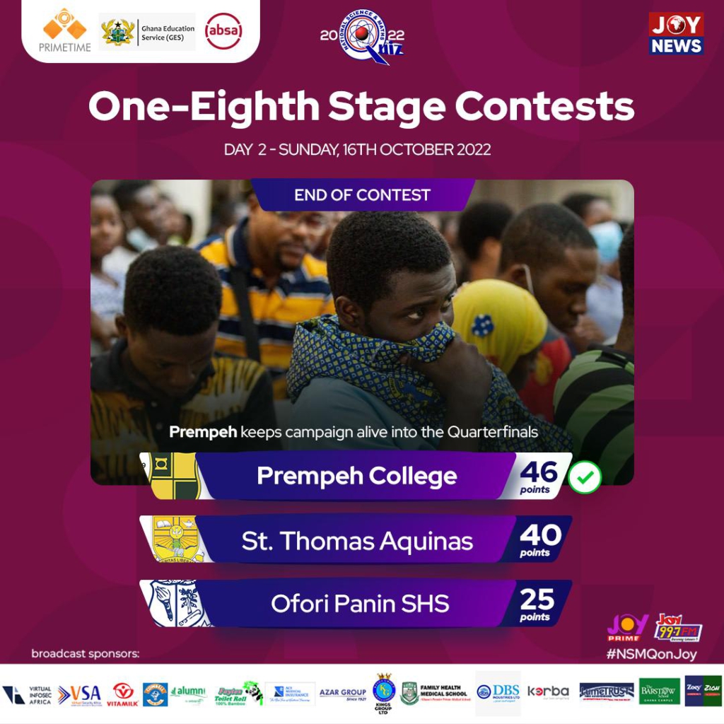 NSMQ2022: Prempeh completes 3-0 over Aquinas in thrilling trilogy