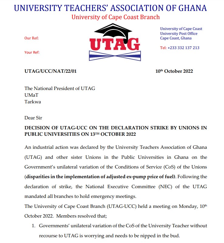 UTAG-UCC sits out of strike by public universities