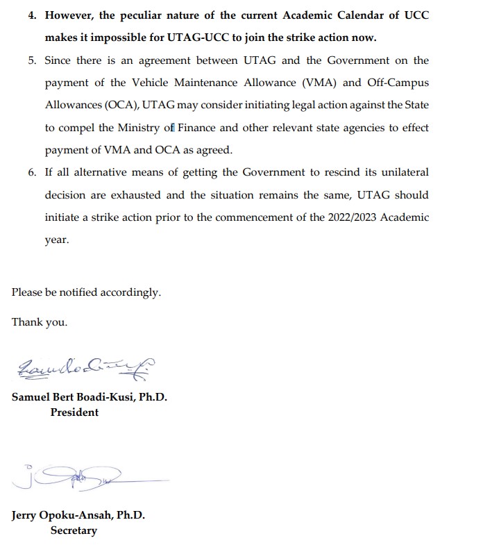 UTAG-UCC sits out of strike by public universities