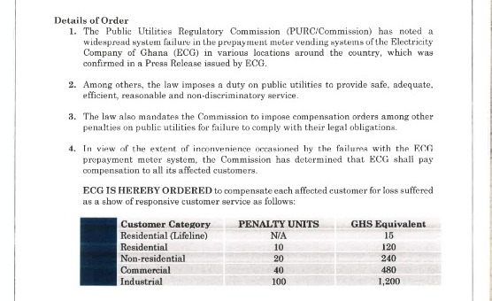 Pay compensation to affected customers - PURC orders ECG