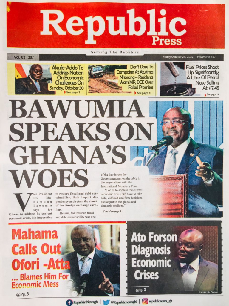 Today's front pages: Friday, October 28, 2022 Today's front pages: Friday, October 28, 2022