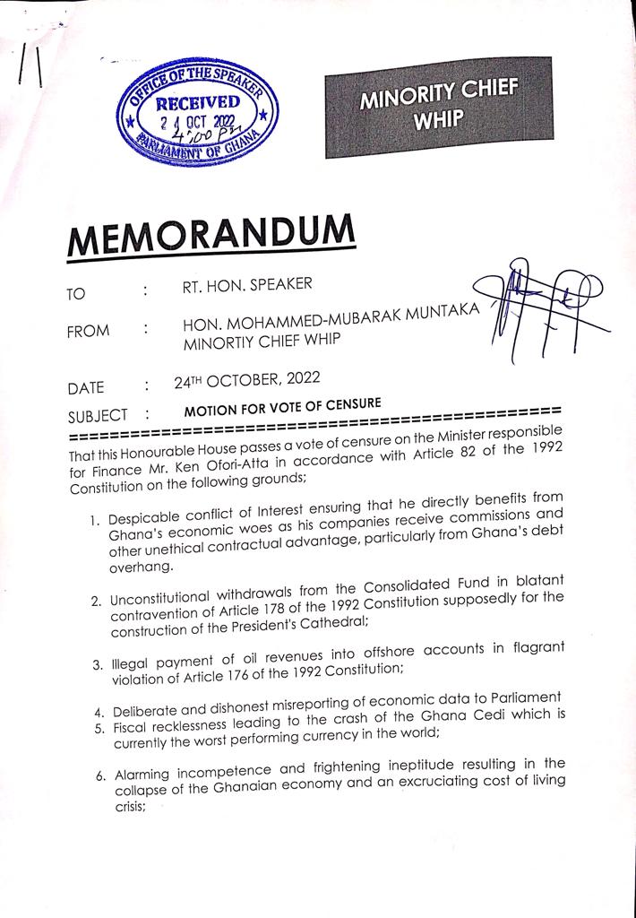 Censure vote against Finance Minister to be moved this week Censure vote against Finance Minister to be moved this week