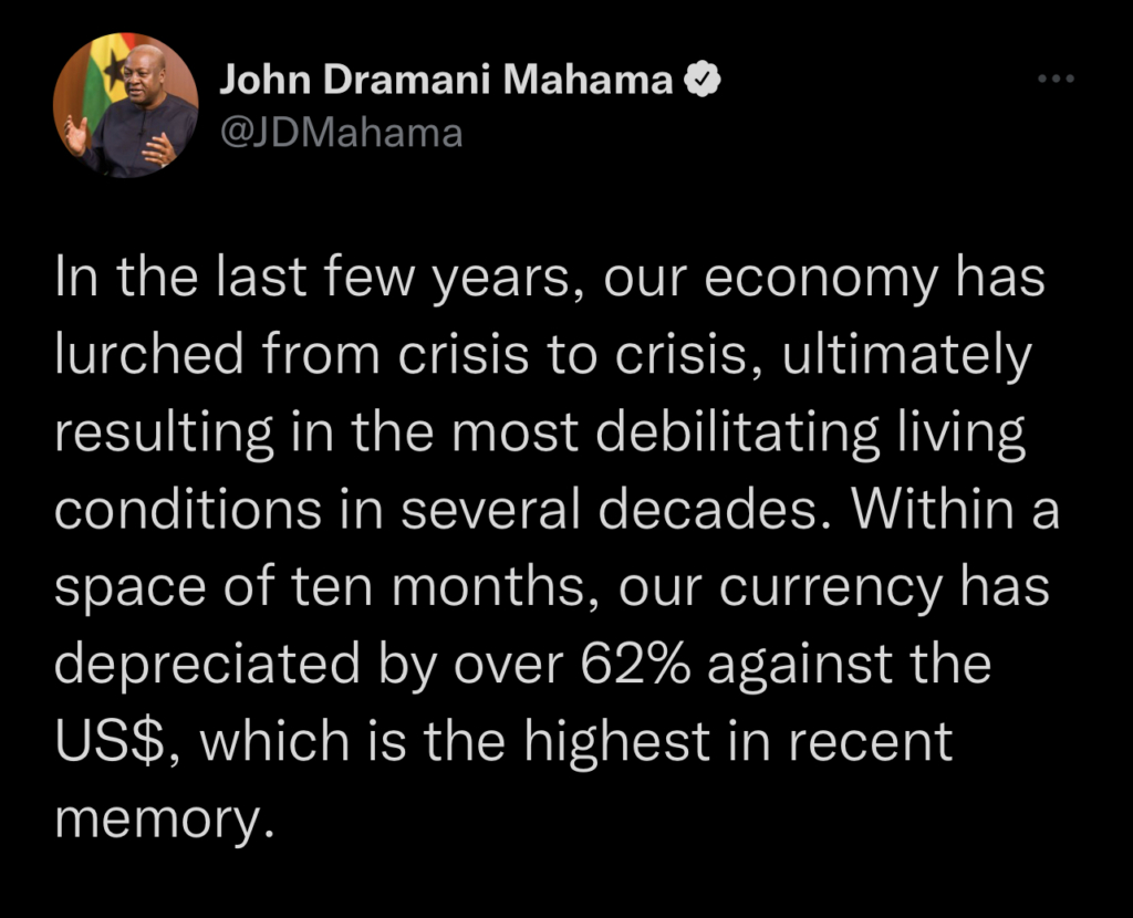 Our economy has lurched from crisis to crisis - Mahama