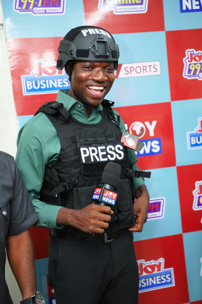 Journalists Sanctuary International presents protective gear to Multimedia Group Limited