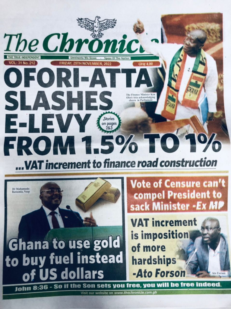Today s front pages friday november 25 2022 myjoyonline