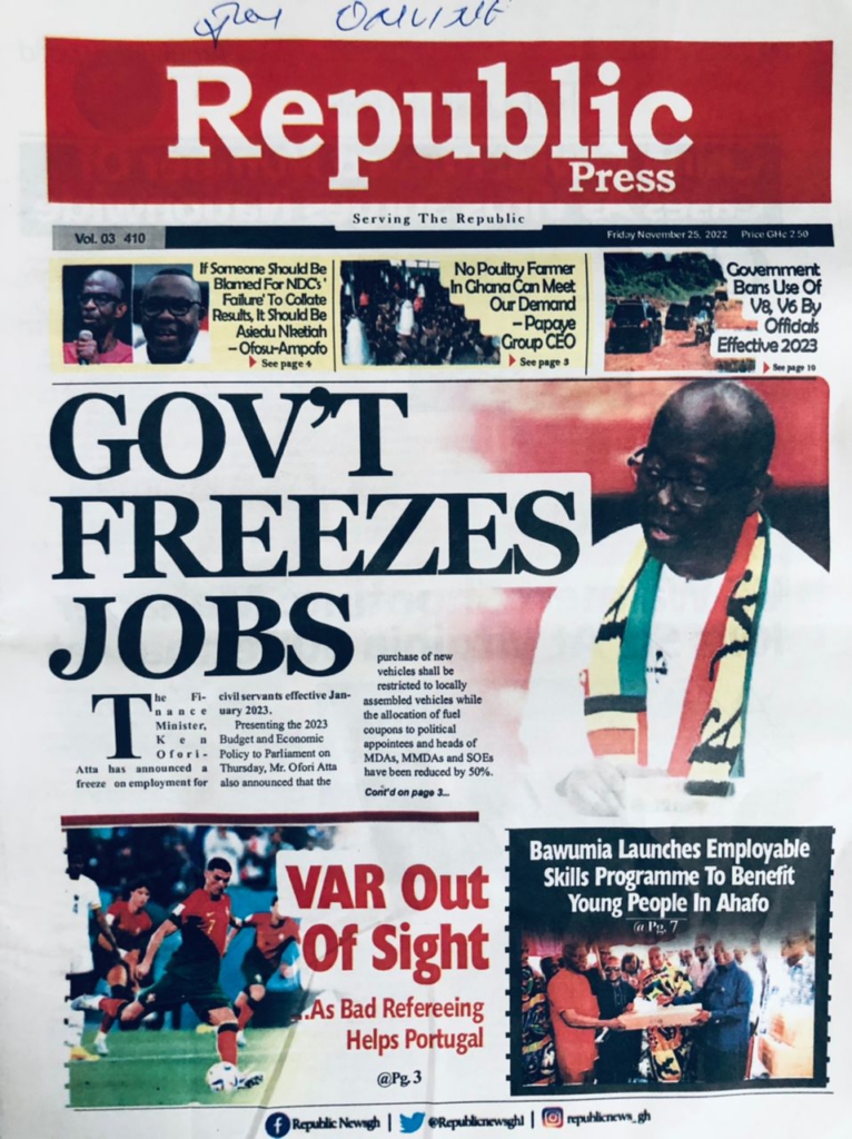 Today’s front pages: Friday, November 25, 2022 Today’s front pages: Friday, November 25, 2022