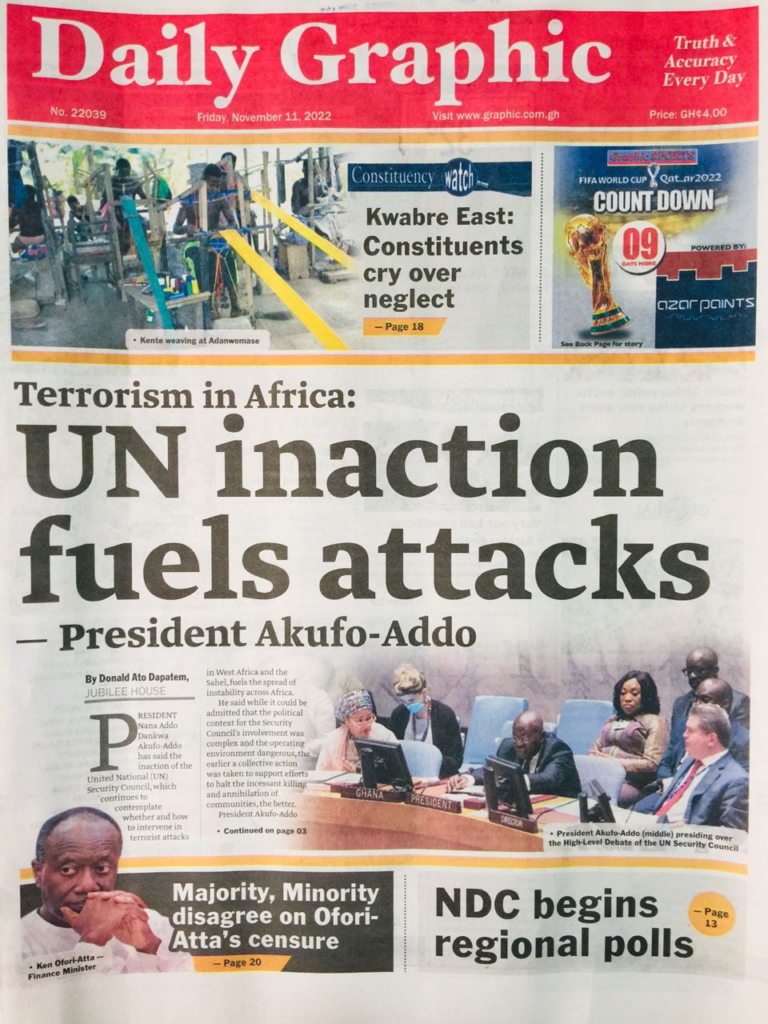 Today's front pages: Friday, November 11, 2022 Today's front pages: Friday, November 11, 2022