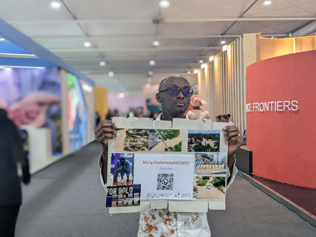 GYEM founder stages one-man protest on galamsey at COP27 GYEM founder stages one-man protest on galamsey at COP27