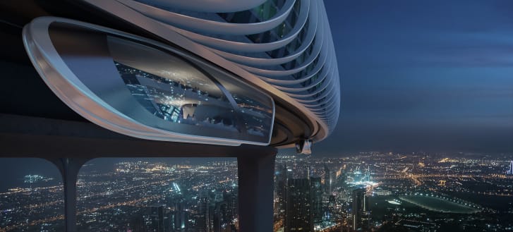 Architects in Dubai dream up a massive space-age ring to encircle the world's tallest building