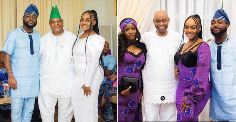 'Mr and Mrs Adeleke': Fans gush over photos of Chioma with Davido and her in-laws during 1st public appearance