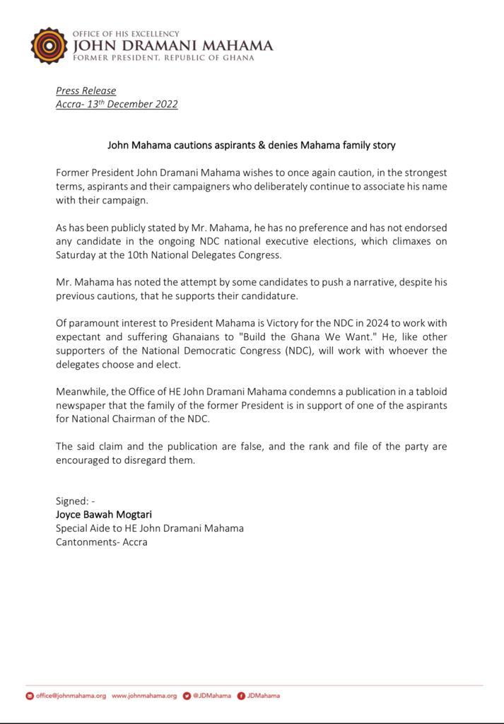 I have not endorsed any aspirant - Mahama on NDC's national executives election I have not endorsed any aspirant - Mahama on NDC's national executives election