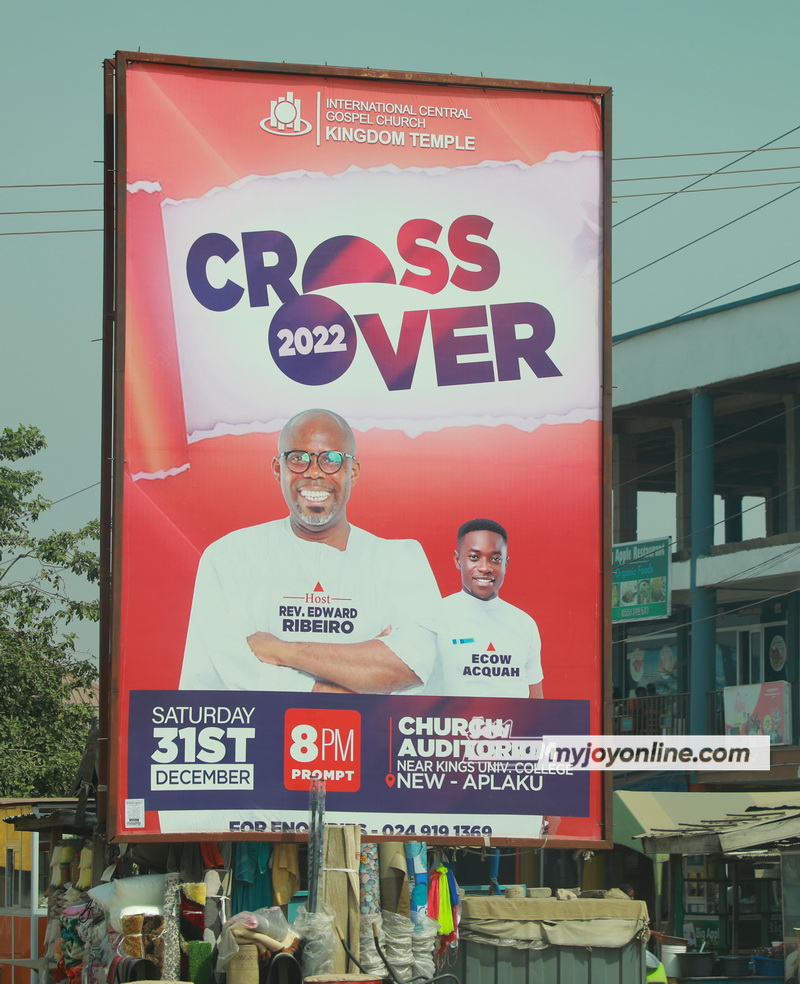 Huge billboards proclaim cross over church services  