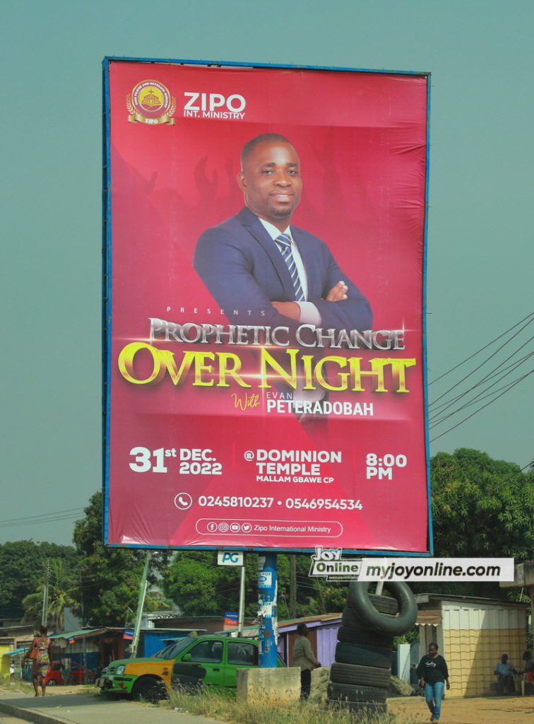 Huge billboards proclaim cross over church services  