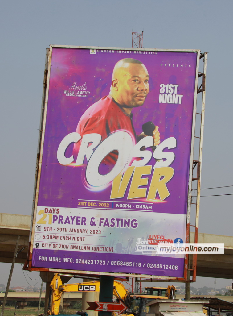Huge billboards proclaim cross over church services  