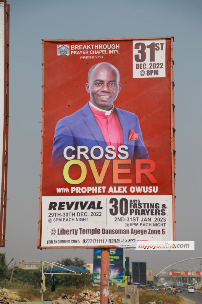 Huge billboards proclaim cross over church services  