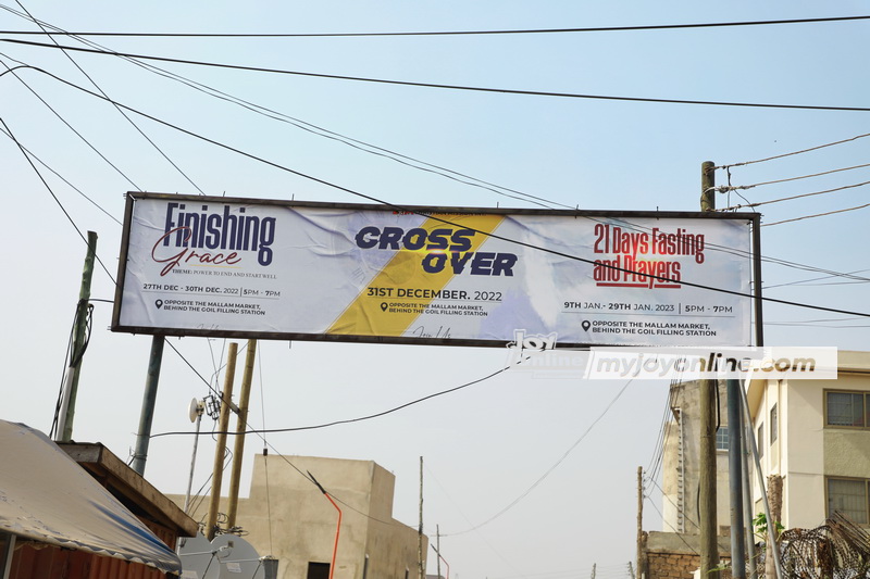 Huge billboards proclaim cross over church services  