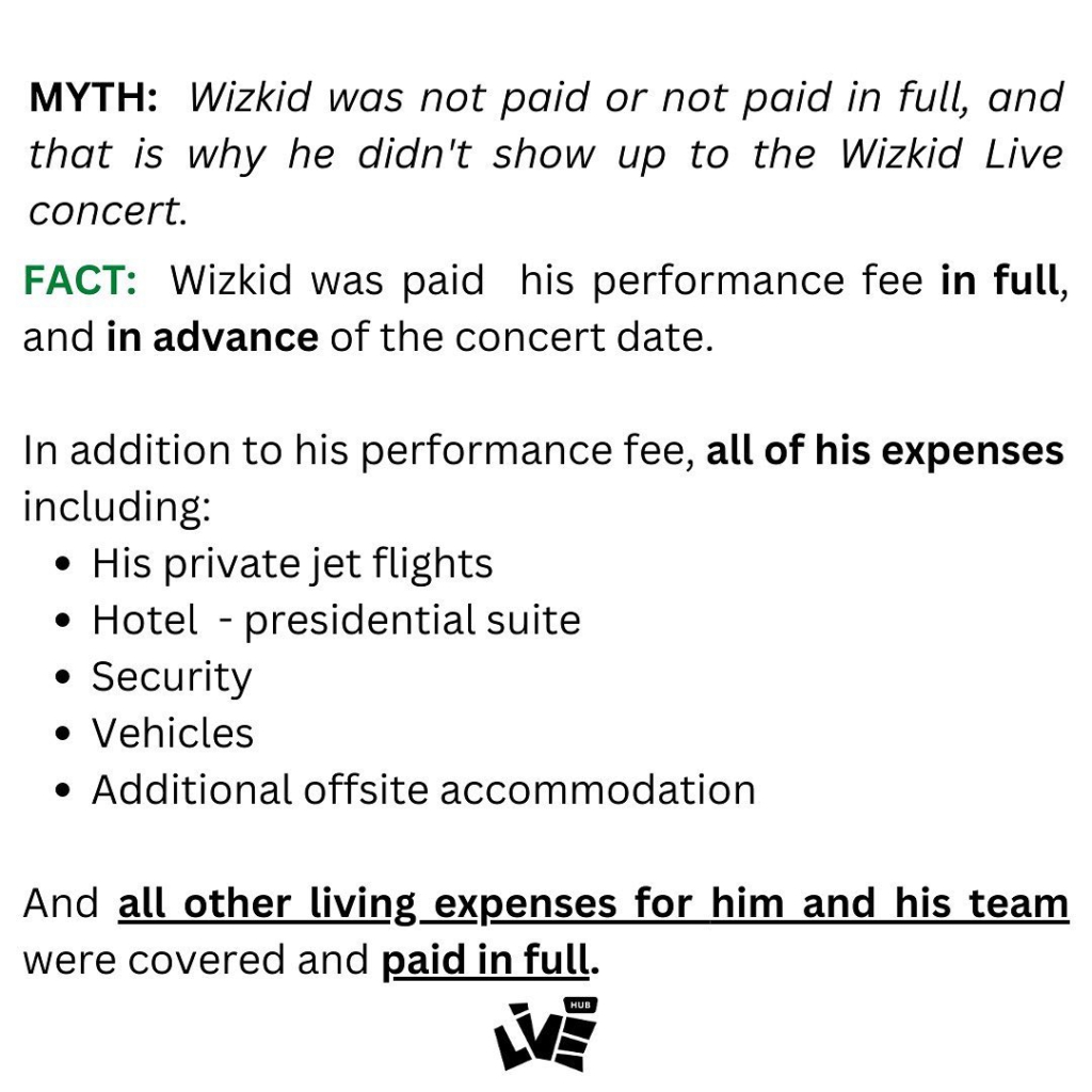 Wizkid Live: Organisers debunk claims of non-payment, poor security, others at venue