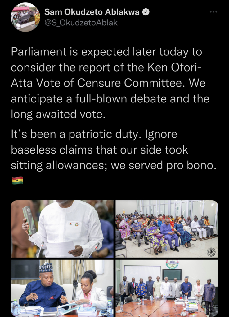 Ofori-Atta’s censure motion: Our side didn’t take sitting allowances - Ablakwa Ofori-Atta’s censure motion: Our side didn’t take sitting allowances - Ablakwa