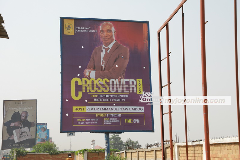 Huge billboards proclaim cross over church services  