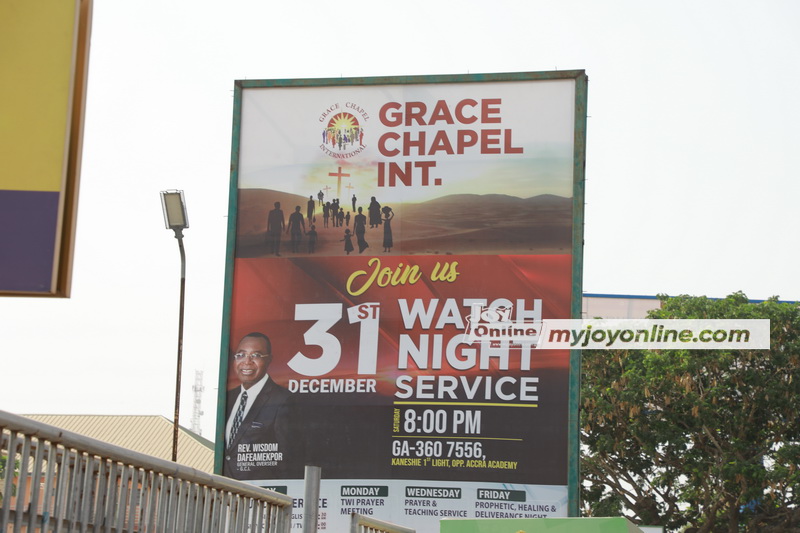 Huge billboards proclaim cross over church services  