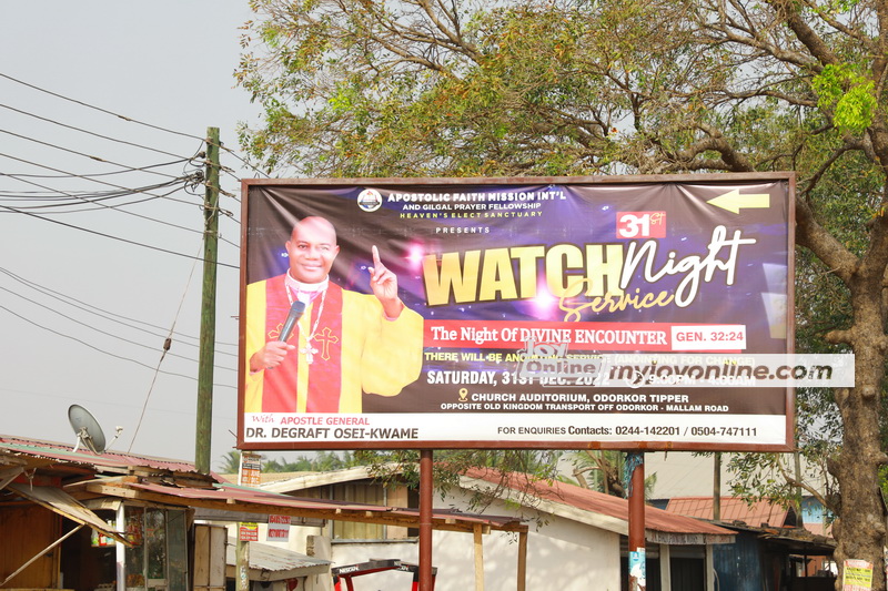 Huge billboards proclaim cross over church services  