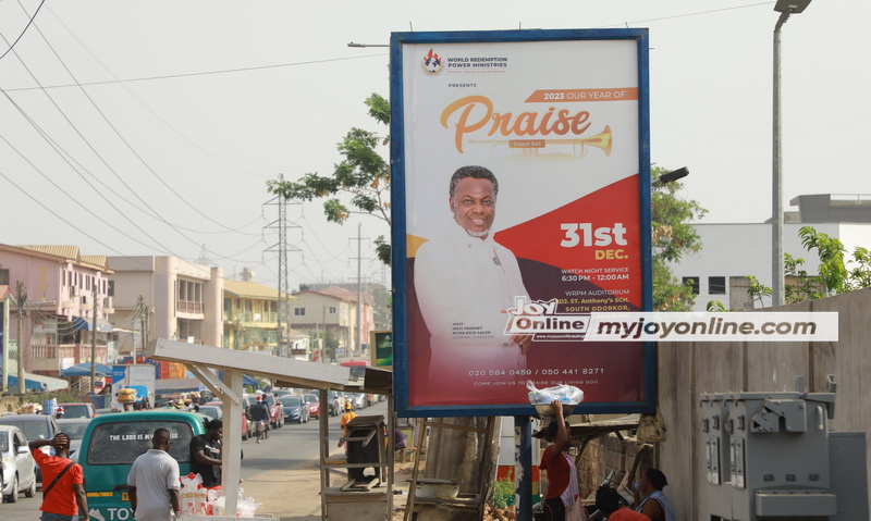 Huge billboards proclaim cross over church services  