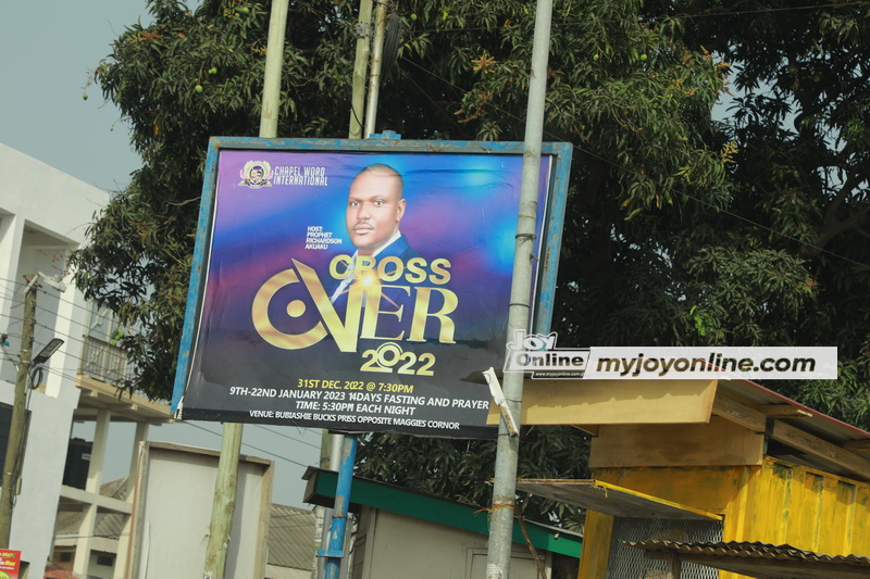 Huge billboards proclaim cross over church services  